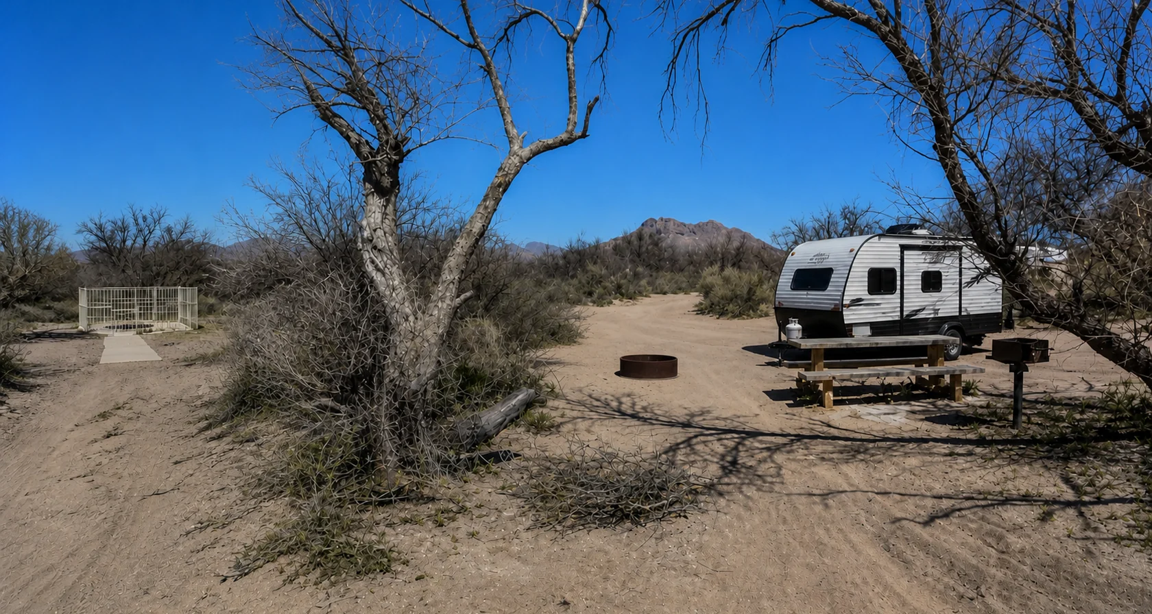 Camp close to the trail, ready for the desert., Hot Well Arizona Dune Guide